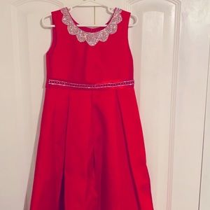 Girls size 4 formal party dress. Red with crystal embellishments.